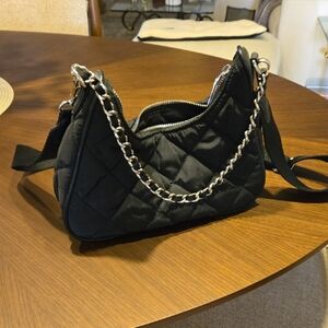 INC Black Quilted Chain Shoulder Bag